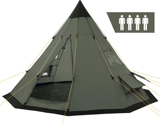  CampFeuer Tipi Zelt Spirit Für 4 Personen | Olivgrün | 3000 Mm Wassersäule
