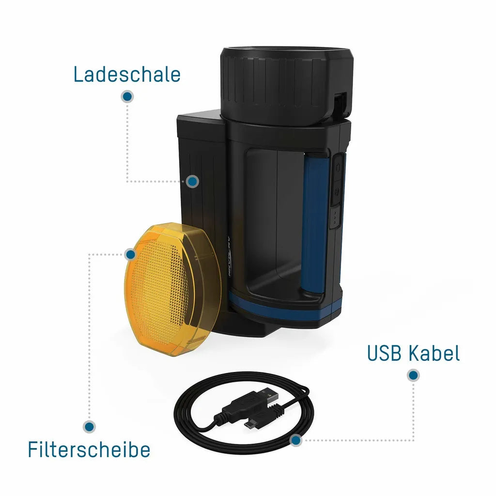  ANSMANN Akku LED Handscheinwerfer Aufladbar - Mit 3 Modi (100%, 30%, Blinken)