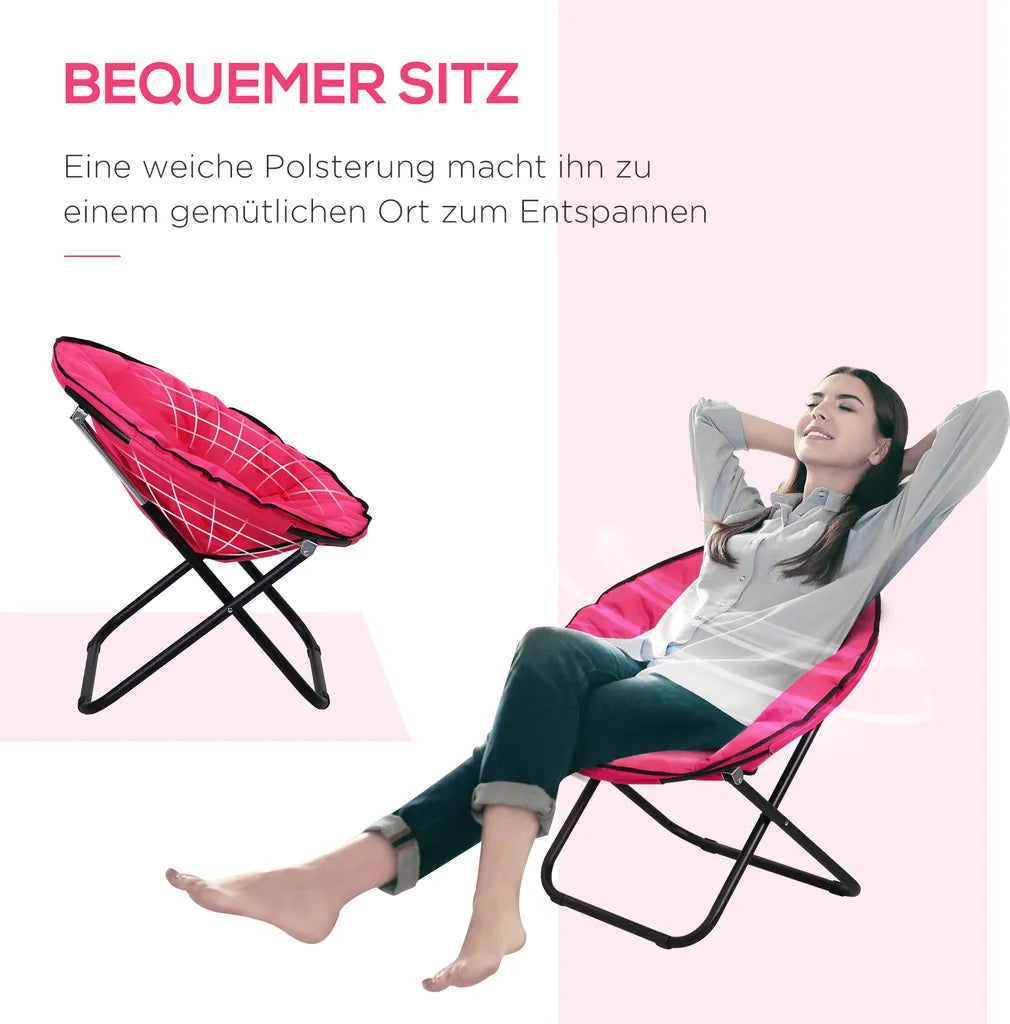  Outsunny Klappstuhl Klappsessel Campingstuhl Gartenstuhl Polstersessel Lounge Sessel Faltbar Metall + Oxfordstoff Pink 80 X 80 X 75 Cm