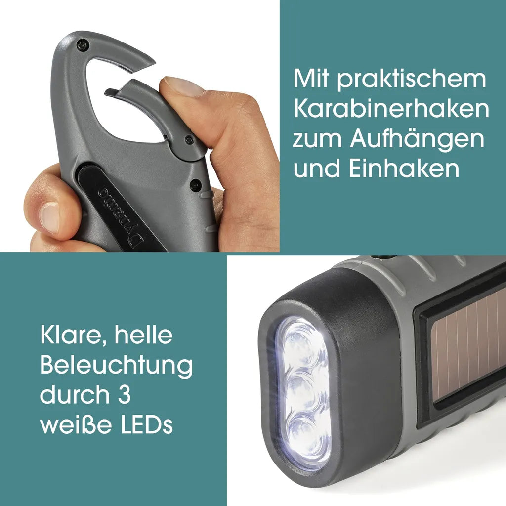  EASYmaxx Solar-Taschenlampe Mit Dynamo Kurbel
