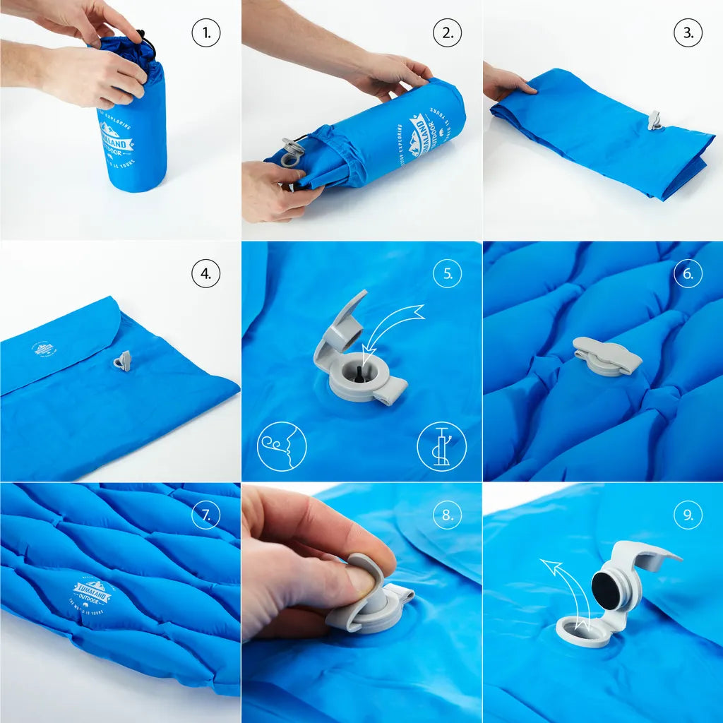  Lumaland Outdoor Campingmatte Isomatte Schlafmatte Aufblasbare Luftmatratze Fürs Zelt 188 X 60 X 6 Cm Hellgrau
