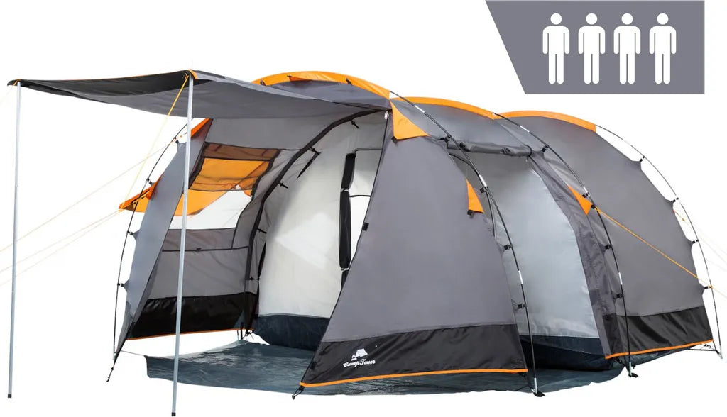  CampFeuer Zelt Super+ Für 4 Personen | Grau / Schwarz | 3000 Mm Wassersäule