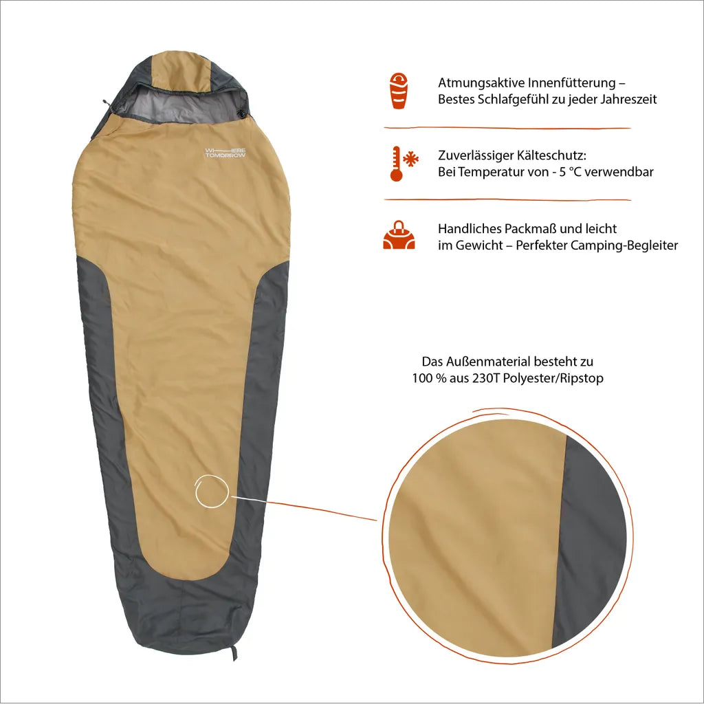  Schlafsack 220x80x50cm Curry / Grau