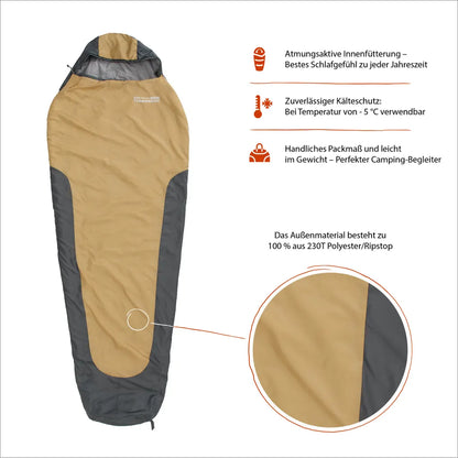  Schlafsack 220x80x50cm Curry / Grau