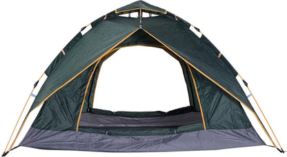  Outsunny Doppelzelt Campingzelt Outdoorzelt Familienzelt Quick-Up-Zelt 2 Erwachsene + 1 Kind 4 Jahreszeiten Wasserdicht Tragetasche 2 Türen Polyester + Glasfaser Dunkelgrün 210 X 210 X 140 Cm