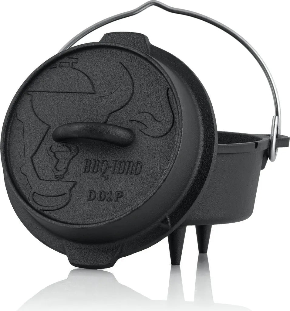  BBQ-Toro Dutch Oven DO1P, 1,8 L Premium Gusseisen Kochtopf, Gusstopf