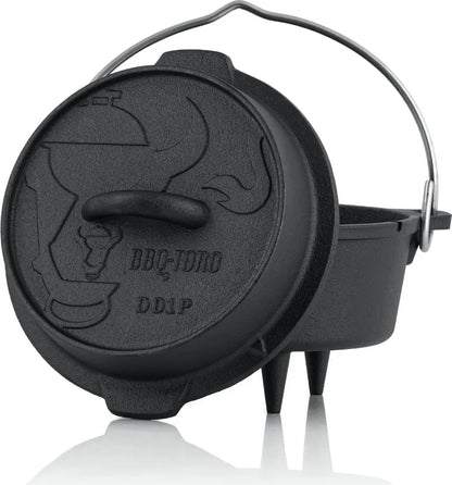  BBQ-Toro Dutch Oven DO1P, 1,8 L Premium Gusseisen Kochtopf, Gusstopf