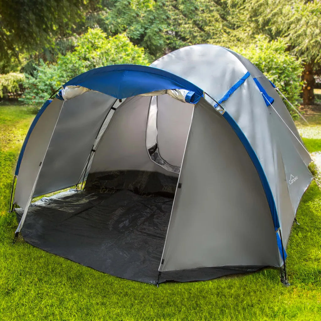  Campela Touristenzelt, Familienzelt, Tropical, Für 4 Personen, Wasserdicht 3000m, Geklebte Nähte, CA0013GRY
