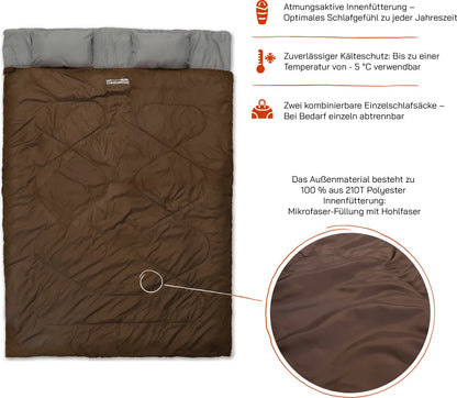  Where Tomorrow Doppelschlafsack 190+30 X 150 Cm Braun
