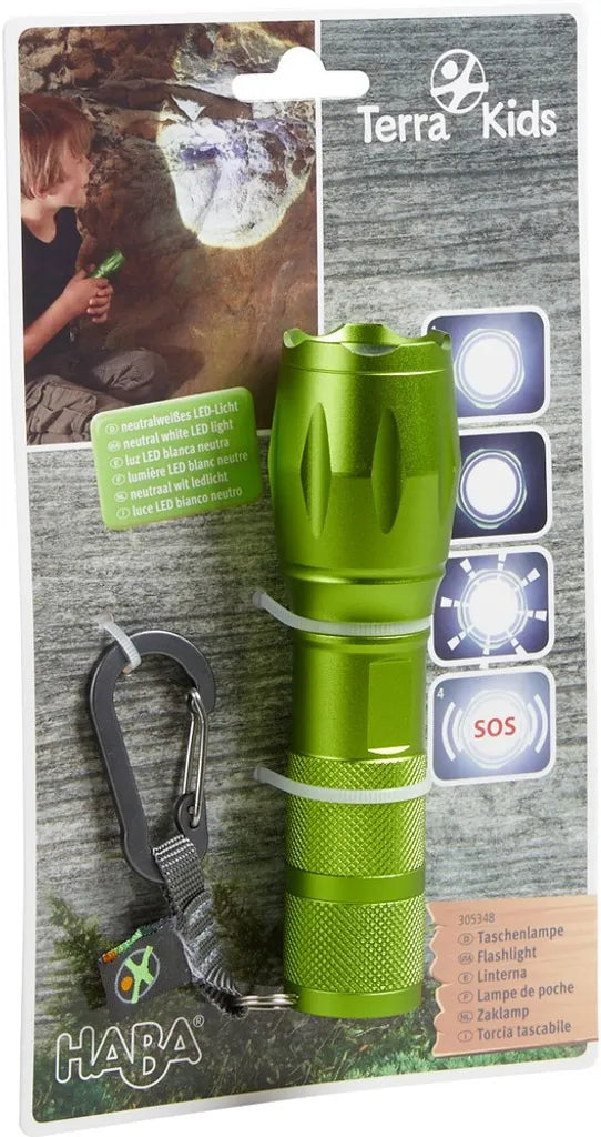  HABA 305348 - Terra Kids Taschenlampe, Taschenlampe Für Kinder, Kunststoff, 23 Cm Groß, R 3,5 Cm, 4 Leuchtmodi Inklusive Blinklicht Und SOS-Funktion, 13 Stunden Leuchtdauer (ABVK)