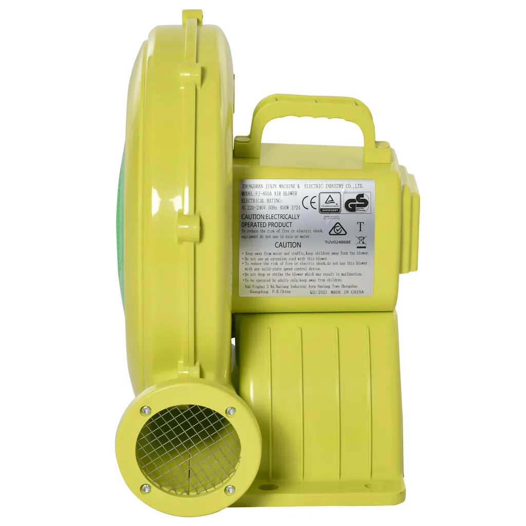  Outsunny Elektrische Luftpumpe Gebläsepumpe 450W Elektrische Pumpen Schnellbefüllbarer Inflator-Deflator Mit Einem Griff Leichtgewichtig Tragbar Für Boot Kissen Kinderpool ABS Gelb+Grün 35x26x33,5cm