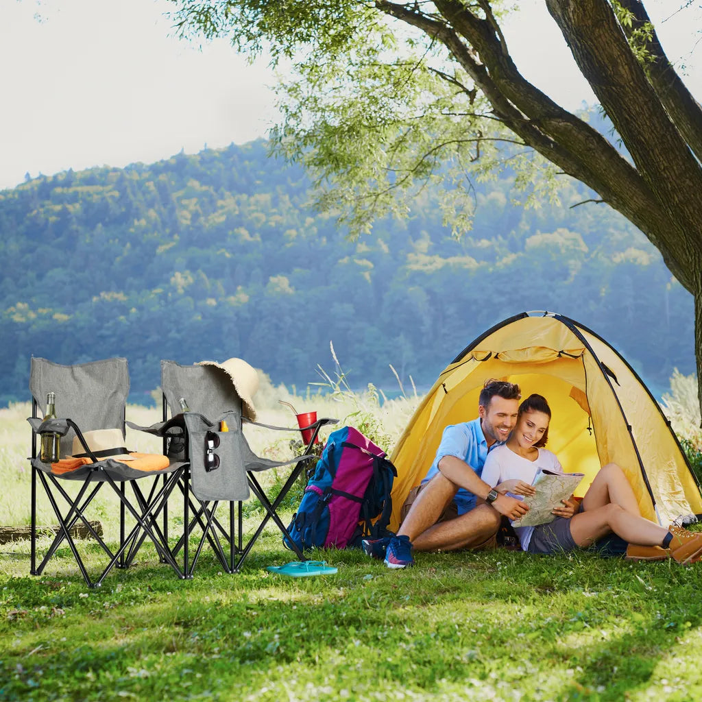  Relaxdays Doppel Campingstuhl Mit Getränkehaltern