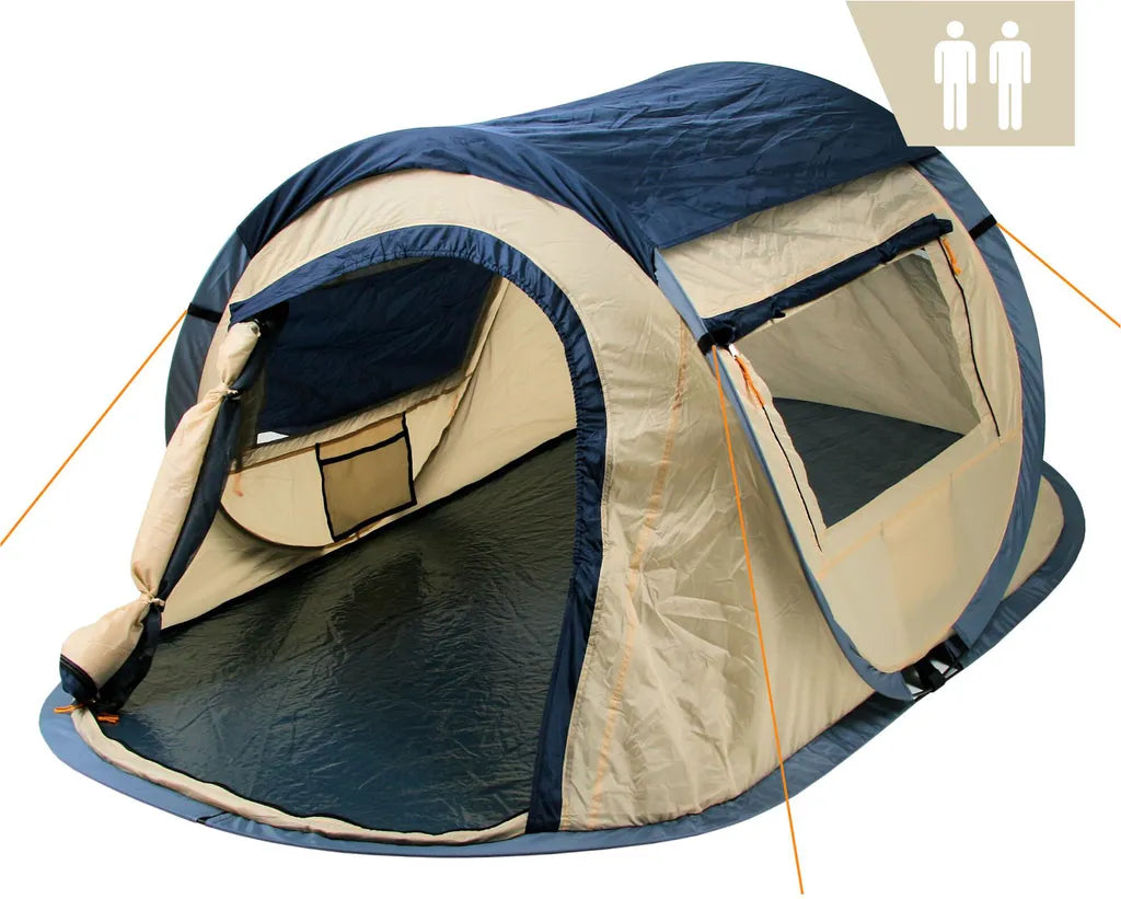  CampFeuer Zelt Quiki Für 2 Personen | Creme / Blau | Wurfzelt Wasserabweisend