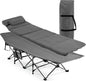  COSTWAY Feldbett Klappbar 190x67x53cm Campingbett Bis 150 Kg Belastbar Klappbett Mit Matratze, Kissen & Seitentasche, Tragbares Campingliege Inkl. Tragetasche Für Camping & Strand Grau