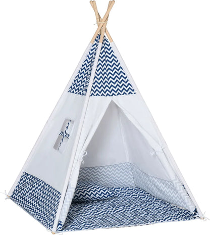  HOMCOM Tipi Zelt Spielzelt Kinderzelt Mit Kissenmatratze Kinderzimmer Teepee Zelt Outdoor Indoor Faltbare Kinder Spielzelte Spielhaus Weiß 120 X 120 X 155 Cm