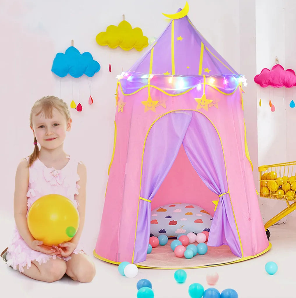  Kinderspielzelt Indisch Kinderzelt,Spielzelt Prinzessin Traum Schloss Burg Haus Für Mädchen, Im Kinderzimmer, Indoor/innen/außen/draußen,（Pink + Lila）