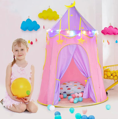  Kinderspielzelt Indisch Kinderzelt,Spielzelt Prinzessin Traum Schloss Burg Haus Für Mädchen, Im Kinderzimmer, Indoor/innen/außen/draußen,（Pink + Lila）