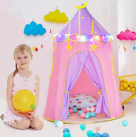  Kinderspielzelt Indisch Kinderzelt,Spielzelt Prinzessin Traum Schloss Burg Haus Für Mädchen, Im Kinderzimmer, Indoor/innen/außen/draußen,（Pink + Lila）