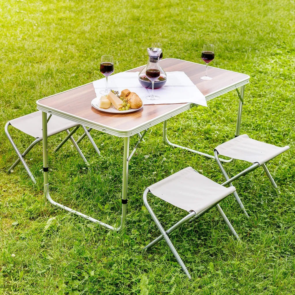  Tectake Koffertisch Mit 4 Hockern - Braun/weiß