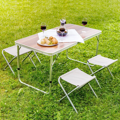 Tectake Koffertisch Mit 4 Hockern - Braun/weiß