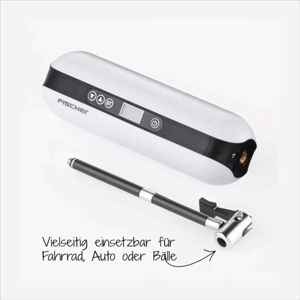  FISCHER Akku-Kompressor Mit Powerbank Und LED-Taschenlampe