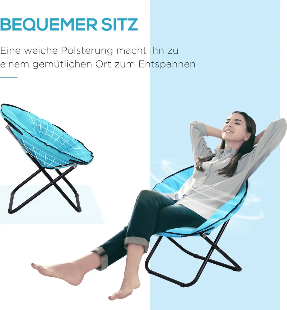  Outsunny Klappstuhl Klappsessel Campingstuhl Gartenstuhl Polstersessel Lounge Sessel Faltbar Metall + Oxfordstoff Blau 80 X 80 X 75 Cm