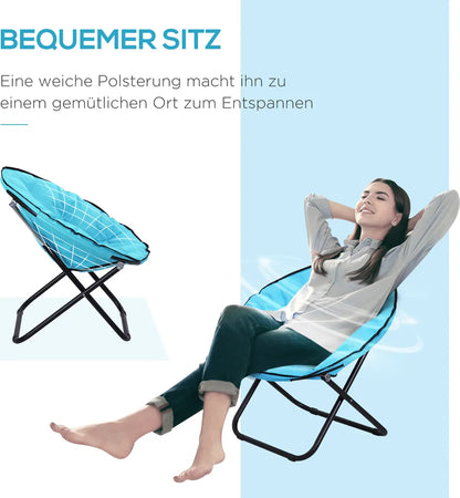  Outsunny Klappstuhl Klappsessel Campingstuhl Gartenstuhl Polstersessel Lounge Sessel Faltbar Metall + Oxfordstoff Blau 80 X 80 X 75 Cm