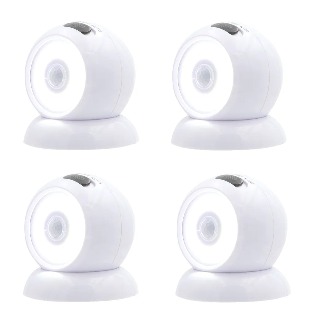  HandyLUX LightBall LED Powerlicht- Ball - 360 Grad Drehbar - Magnetisch - Batterie-Leuchte | Taschenlampe - Bewegungssensor - Nachtlicht - Safe Touch Oberfläche - 4 Stück