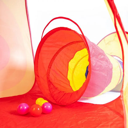  COIL Kinderspielzelt, Spielzelt - Trockenpool + 100 Bälle, Kinderzelt Mit Kriechtunnel, Bällebad, Teilhaus, Spielhaus, Mehrfarbig