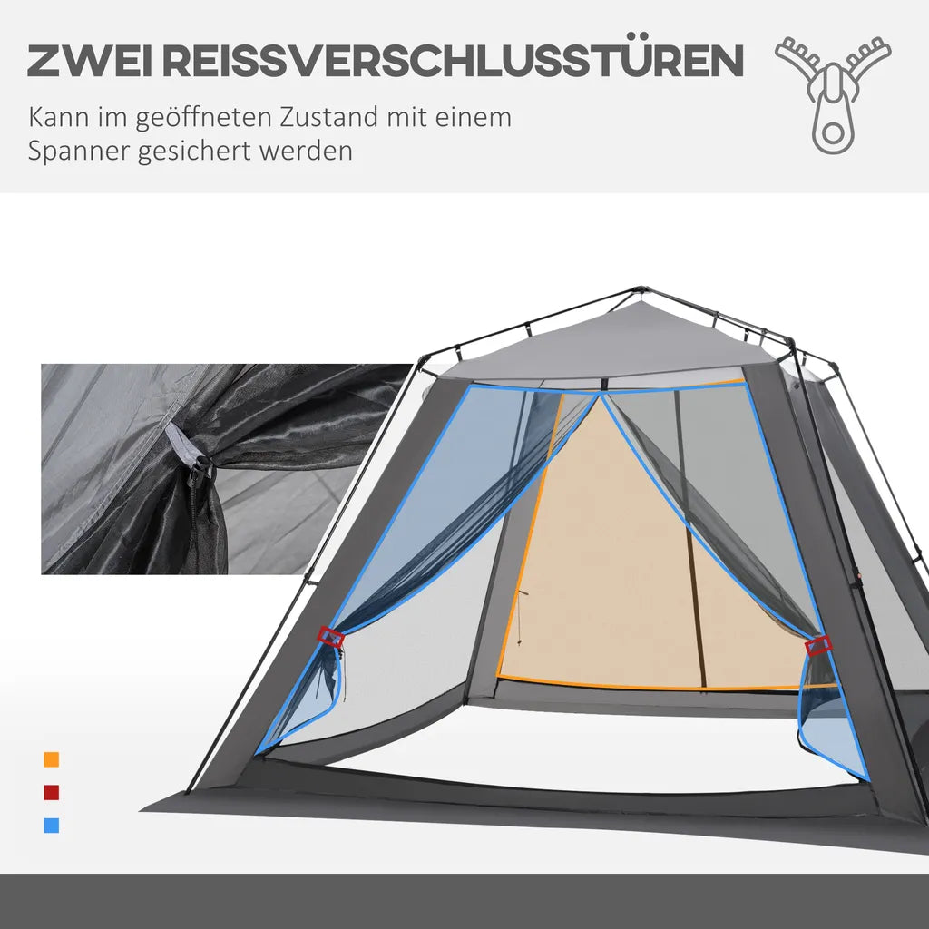  Outsunny Campingzelt Mesh Zelt Mit Netzwänden Moskitonetz Für 4-6 Personen Mit Tragetasche Für Angeln Camping Wandern Outdoor Polyester Stahl 309 X 309 X 218 Cm