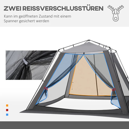  Outsunny Campingzelt Mesh Zelt Mit Netzwänden Moskitonetz Für 4-6 Personen Mit Tragetasche Für Angeln Camping Wandern Outdoor Polyester Stahl 309 X 309 X 218 Cm