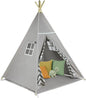  ONVAYA® Tipi Kinderzelt | Spielzelt Für Kinderzimmer & Garten | Tipi-Zelt Für Kinder | Mit Gemütlicher Bodenmatte | Indoor & Outdoor | Aus Holz & Baumwolle | Grau