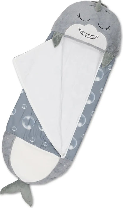  Kinderschlafsack Mit Kissen Indoor - Kuscheltier Schlafsack Für Kinder Kuschelschlafsack 135x50 Cm Grau Hai
