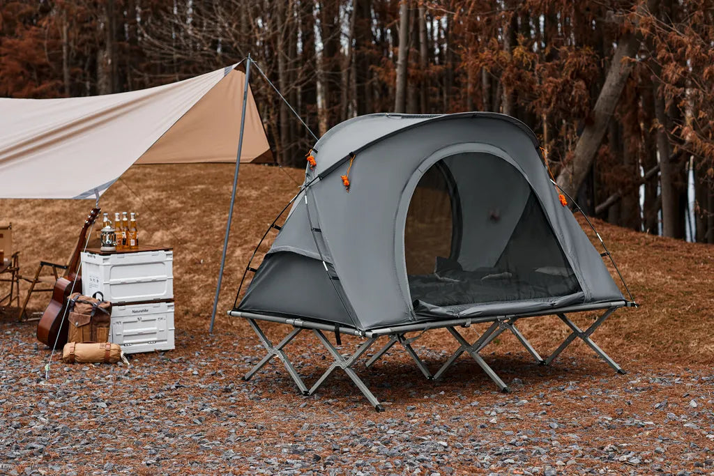  SoBuy OGS60-L-HG Feldbett Mit Zelt Feldbett 4in1-Zelt Mit Campingliege Schlafsack Wurfzelt Matratze Und Zubehör Zelt 2 Personen 2 Mann Zelt