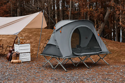  SoBuy OGS60-L-HG Feldbett Mit Zelt Feldbett 4in1-Zelt Mit Campingliege Schlafsack Wurfzelt Matratze Und Zubehör Zelt 2 Personen 2 Mann Zelt