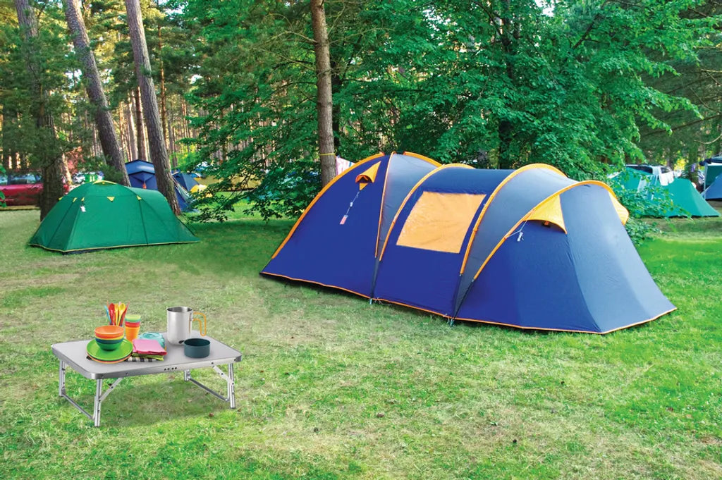  Camp Active Campingtisch - Klappar - Leicht - Höhenverstellbar Von 25 Bis 59CM - Tischplatte 75 X 55 CM - Aluminium/MDF - Weiß