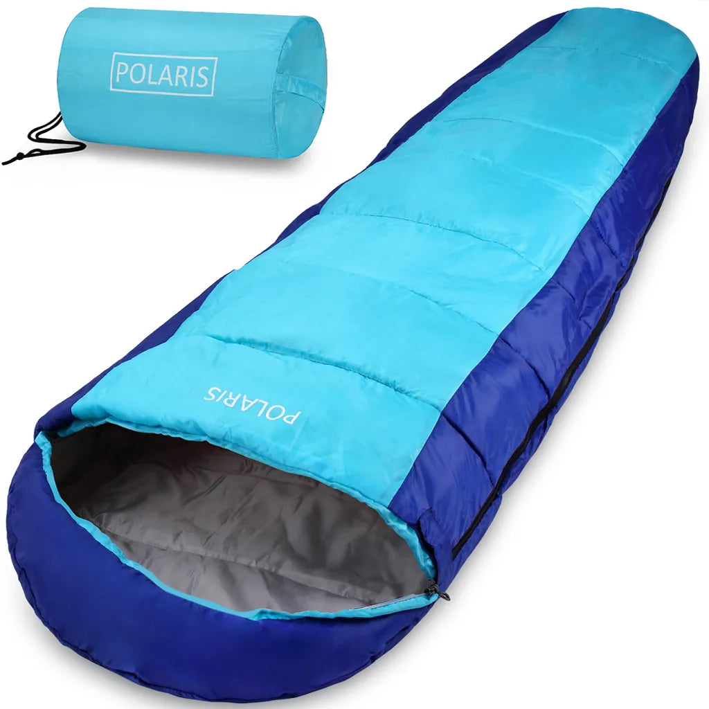  Monzana Schlafsack ARCTIC Mumienschlafsack 210x75cm Von -7°C Bis 10°C Deckenschlafsack Campingschlafsack Wandern Farbwahl, Farbe:dunkelblau-hellblau
