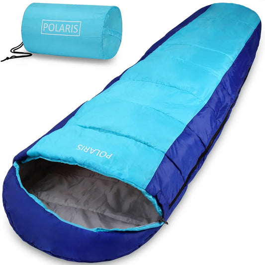  Monzana Schlafsack ARCTIC Mumienschlafsack 210x75cm Von -7°C Bis 10°C Deckenschlafsack Campingschlafsack Wandern Farbwahl, Farbe:dunkelblau-hellblau