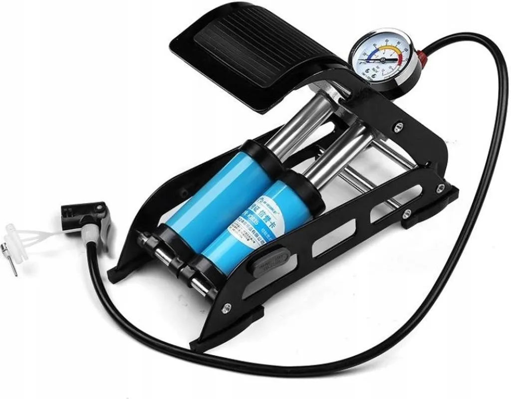  2-Zylinder Fußpumpe Tretluftpumpe Fahrradpumpe Alle Ventile Luftpumpe Mit Manometer Doppelzylinder Fußluftpumpe Fahrrad Ventile Manometer 7 Bar Fahrrad Auto Ball 65cm Retoo