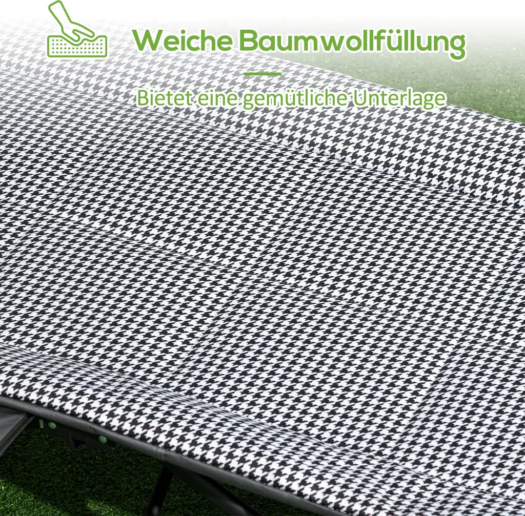  Outsunny Feldbett Campingbett, Campingliege Mit Tasche, Klappbett Mit Becherhalter, Für Schwimmbad, Balkon, Bis 120 Kg, Schwarz, 68 X 186 X 48cm