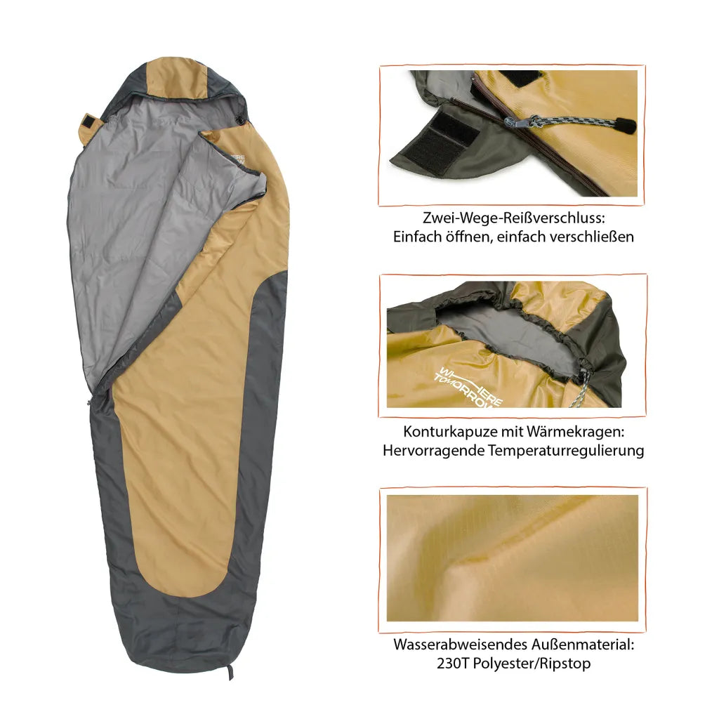  Schlafsack 220x80x50cm Curry / Grau