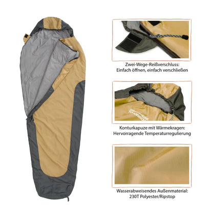  Schlafsack 220x80x50cm Curry / Grau