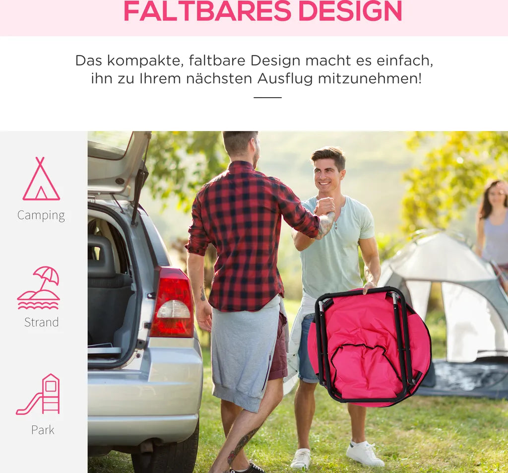 Outsunny Klappstuhl Klappsessel Campingstuhl Gartenstuhl Polstersessel Lounge Sessel Faltbar Metall + Oxfordstoff Pink 80 X 80 X 75 Cm