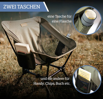  MOUNTREX® Campingstuhl Klappbar – Besonders Stabil, Leicht & Kompakt (bis 120kg) - Klappstuhl Mit Tragetasche - Angelstuhl, Camping Stuhl, Strandstuhl - Breite Sitzfläche, Faltbar (Blau)