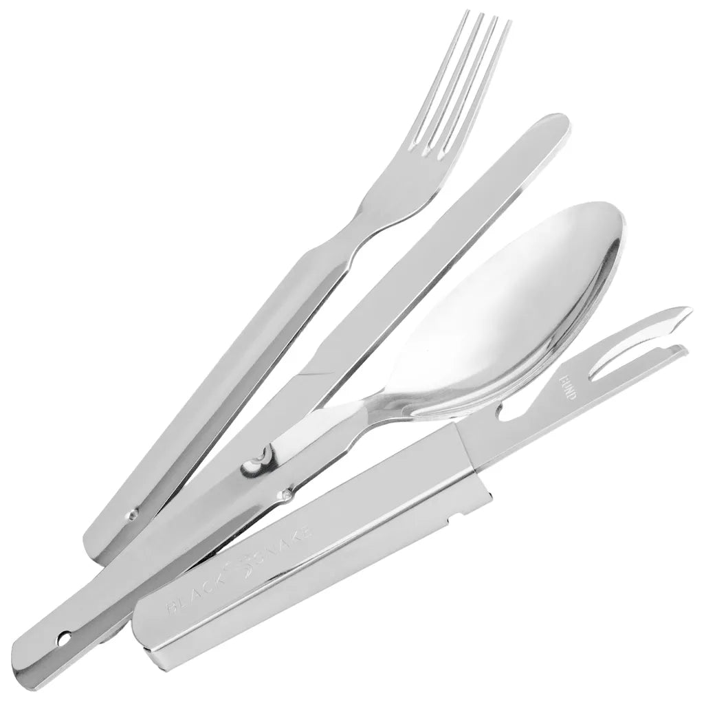  Edelstahl Campingbesteck Im BW Stil Mit Thermobecher Und Teller 1er 2er Oder 4er Set - 1 Person - Set