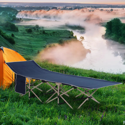  Outsunny Feldbett Mit Aufbewahrungstasche, Faltbares Campingbett, Campingliege, Inkl. Tragetasche, Stahl Oxford, Blau, 190 X 68 X 52 Cm