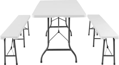  Tectake Campingtischgarnitur Klappbar - Weiß