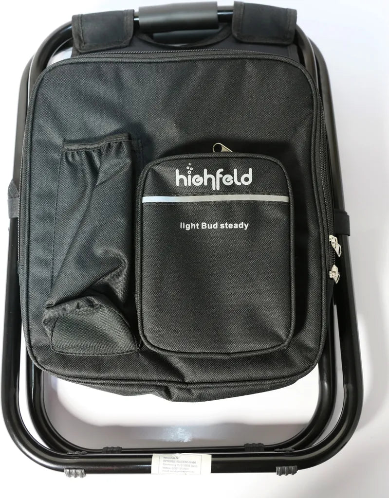  Highfeld® Sitzrucksack Ansitzrucksack Mit Hocker Black Campinghocker Angelhocker Falthocker