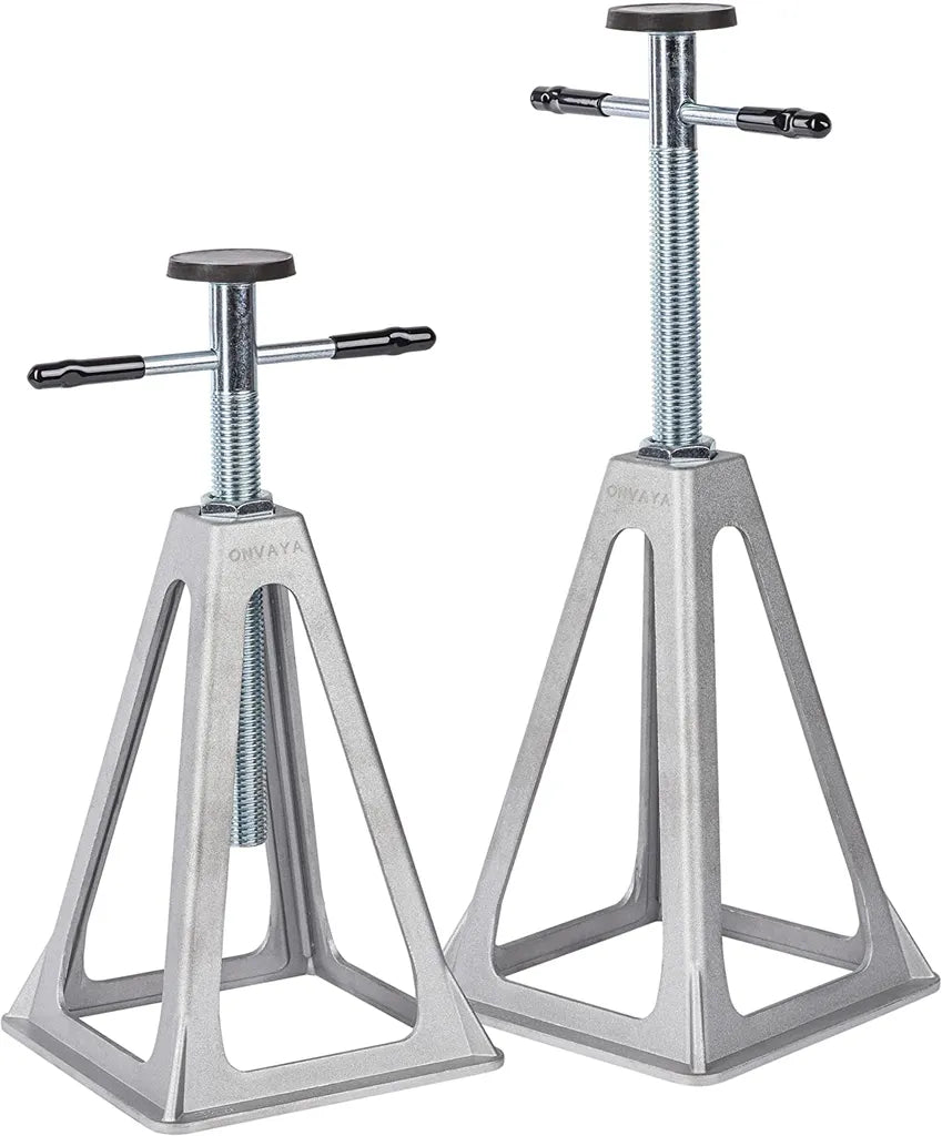  ONVAYA® Stützböcke Für Wohnwagen | Set Aus 2 Stück Wohnwagenstützen | Unterstellböcke Höhenverstellbar | Abstellböcke Wohnmobil | Aluminium | 900 Kg Pro Stütze