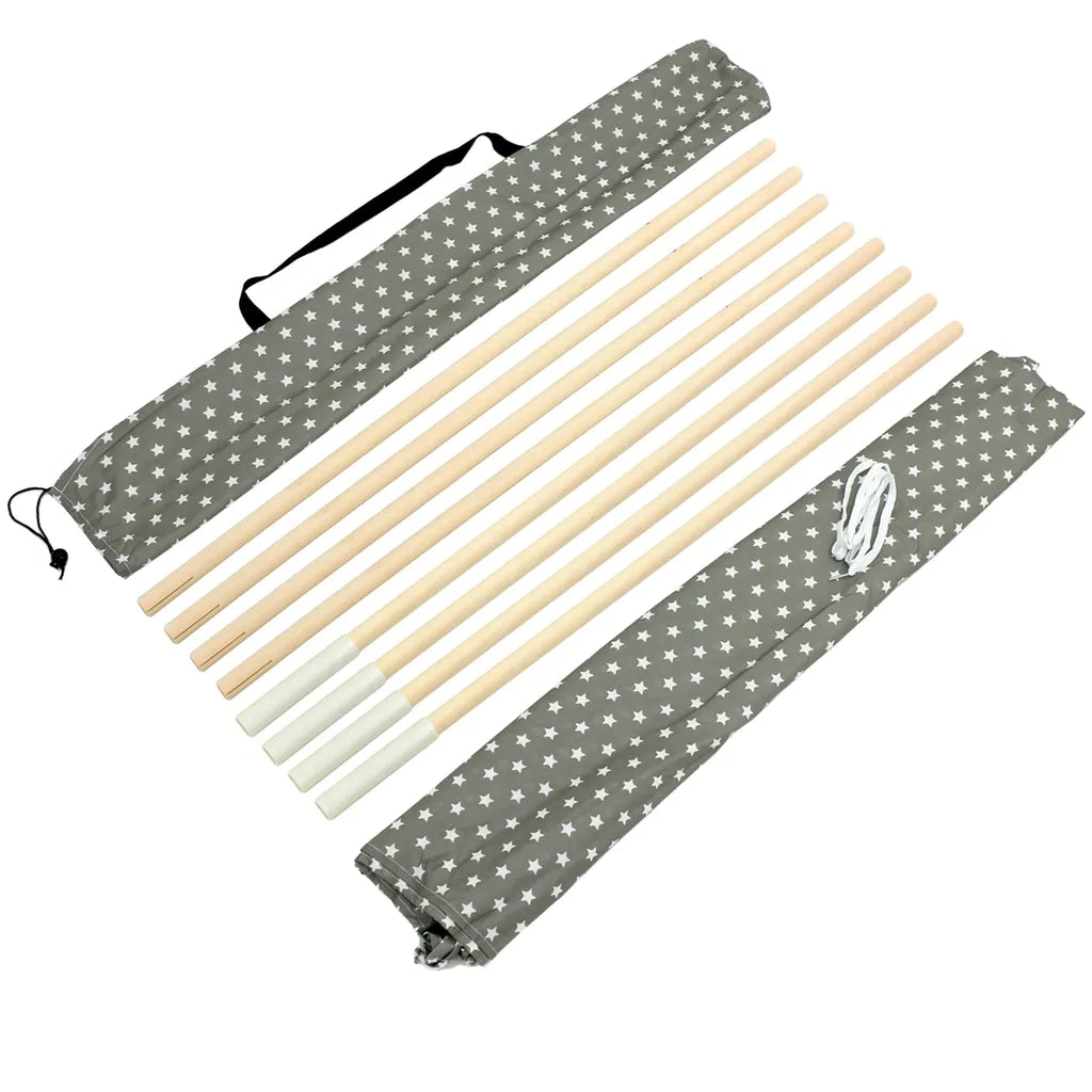  ECD Germany Spielzelt Für Kinder Mit Fenster, 115x115x160 Cm, Grau Mit Rosa Sternen, Aus Polyester - Drinnen Draußen - Kinderzelt Babyzelt Zelt Spielhaus Spielzeug Geschenkidee